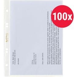 Hetzel Prospekthüllen DIN A5 Genarbt Transparent 43 Mikron PP (Polypropylen) Oben 6 Löcher 220766 100 Stück Produktbild