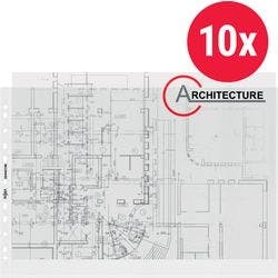 Rexel Prospekthüllen DIN A3 Genarbt Transparent 80 Mikron PP (Polypropylen) Oben 11 Löcher 224431 10 Stück Produktbild