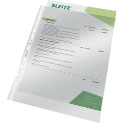 Leitz Prospekthüllen DIN A4 Glasklar Transparent 80 Mikron PP (Polypropylen) Oben 11 Löcher 4770 100 Stück Produktbild