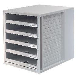 HAN Schubladensystem Kunststoff, PS (Polystyrol) Hellgrau 5 Schübe 27,5 x 33 x 32 cm Produktbild