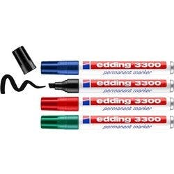 edding 3300 Permanentmarker Breit Keilspitze 1 - 5 mm Farbig sortiert Nachfüllbar Wasserbeständig 4 Stück Produktbild