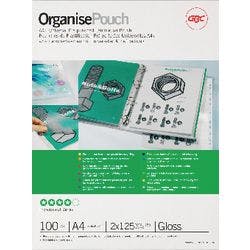 GBC Organise Laminierfolien DIN A4 Glänzend 125 Mikron (2 x 125) Transparent 11 Löcher 100 Stück Produktbild