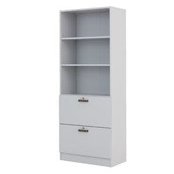 Hammerbacher Melaminharzbeschichtete Spanplatte Regalschrank 2 Fachböden 800 x 420 x 2.004 mm Grau Produktbild