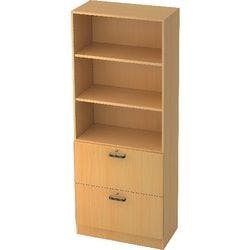 Hammerbacher Melaminharzbeschichtete Spanplatte Regalschrank 2 Fachböden 800 x 420 x 2.004 mm Braun Buche Produktbild
