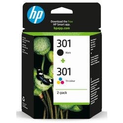 HP 301 Original Tintenpatrone N9J72AE Schwarz, Cyan, Magenta, Gelb Multipack 2 Stück Produktbild