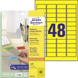 AVERY Zweckform L6041-20 Etiketten DIN A4 Gelb 45,7 x 21,2 mm 20 Blatt à 48 Etiketten Produktbild