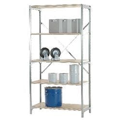 Manuflex Regalsystem 5 Fachböden Holz, Stahl 1.030 x 300 x 2.000 mm Braun, Silber Produktbild