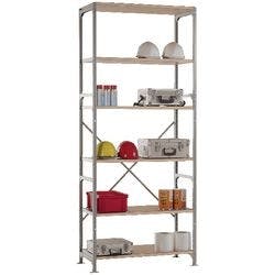 Manuflex Regalsystem 6 Fachböden Holz, Stahl 1.030 x 300 x 2.500 mm Silber Produktbild