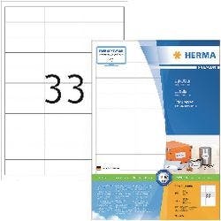 HERMA Universaletiketten 4275 Weiß DIN A4 66 x 25,4 mm 100 Blatt à 33 Etiketten Produktbild