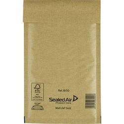 Mail Lite Luftpolster-Luftpolster-Versandtaschen B/00 Gold Ohne Fenster 120 (B) x 210 (H) mm Abziehstreifen 79 g/m² 100 Stück Produktbild