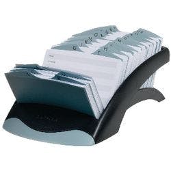 DURABLE Visitenkartenbox Telindex® Desk Spezial 500 Karten Silber, Schwarz 13,1 x 24,5 x 6,7 cm Produktbild