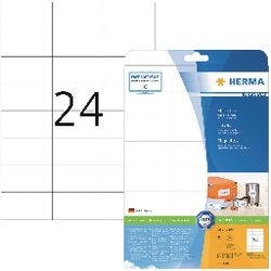 HERMA Universaletiketten 4390 Weiß DIN A4 70 x 37 mm 25 Blatt à 24 Etiketten Produktbild