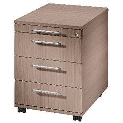 Hammerbacher Rollcontainer Kunststoff, Melaminharzbeschichtete Spanplatte AC30/N mit Aufbau Nussbaum 428 x 580 x 590 mm Produktbild