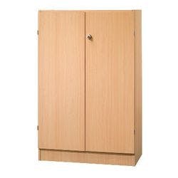 Hammerbacher Schrank Melaminharzbeschichtete Spanplatte 2 Fachböden abschließbar 800 x 420 x 1.270 mm Buche Braun Produktbild