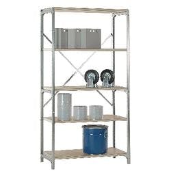 Manuflex Regalsystem 5 Fachböden Holz, Stahl 1.030 x 600 x 2.000 mm Braun, Silber Produktbild