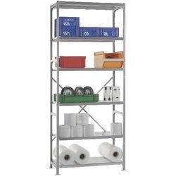 Manuflex Grundregal 6 Fachböden Stahl 1.030 x 500 x 2.500 mm Silber Produktbild