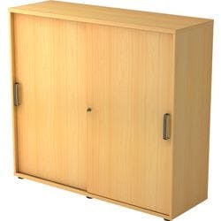 Hammerbacher Schiebetürenschrank Spanplatte 2 Fachböden abschließbar 1.200 x 400 x 1.100 mm Buche Braun Produktbild