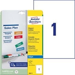 AVERY Zweckform J8867-5 Magnetschilder DIN A4 Weiß 210 x 297 mm 5 Blatt à 1 Etiketten Produktbild