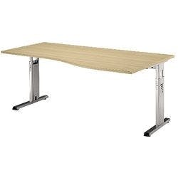 Hammerbacher Matrix Höhenverstellbar Schreibtisch Freiform Ahorn Melaminharzbeschichtete Spanplatte, Metall C-Fuß 1.800 x 1.000 x 850 mm Produktbild
