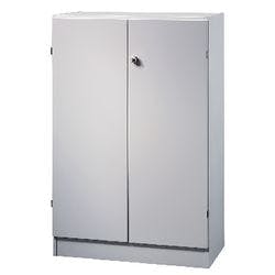 Hammerbacher Schrank Kunststoff, Melaminharzbeschichtete Spanplatte 2 Fachböden abschließbar 800 x 420 x 1.270 mm Grau Produktbild