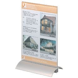 DURABLE Presenters Tischaufsteller DIN A5 T-Form 15 (B) x 8,5 (T) x 23,7 (H) cm Transparent Produktbild