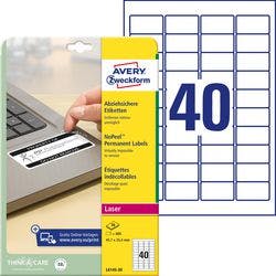 AVERY Zweckform L6145-20 Etiketten Abziehsicher DIN A4 Weiß 45,7 x 25,4 mm 20 Blatt à 40 Etiketten Produktbild