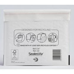 Mail Lite Luftpolster-Luftpolster-Versandtaschen CD Weiß Ohne Fenster 180 (B) x 160 (H) mm Abziehstreifen 79 g/m² 10 Stück Produktbild