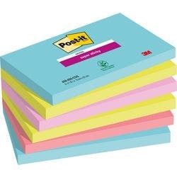 Post-it Miami Super Sticky Haftnotizen 127 x 76 mm Farbig Sortiert Rechteckig 6 Stück à 90 Blatt Produktbild
