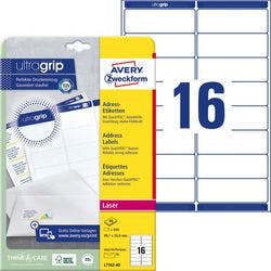 AVERY Zweckform Abziehhilfe QuickPEEL,ultragrip Adressetiketten L7162-40 Selbsthaftend DIN A4 Weiß 99,1 x 33,9 mm 16 Blatt à 40 Etiketten Produktbild