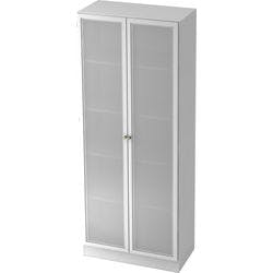 Hammerbacher Schrank Spanplatte, Glas 4 Fachböden 800 x 420 x 2.004 mm Weiß Produktbild