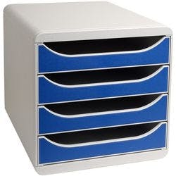 Exacompta Schubladenbox Big Box Polystyrol Lichtgrau, Blau 27,8 x 34,7 x 26,7 cm Produktbild