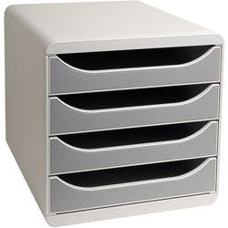 Exacompta Schubladenbox PS (Polystyrol) Grau, Hellgrau 4 Schübe 27,8 x 34,7 x 26,7 cm Produktbild