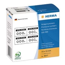 HERMA Nummernetiketten 999 Weiß, Schwarz Rechteckig 2000 Etiketten pro Packung Produktbild