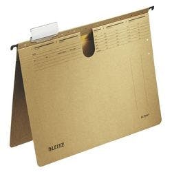 Leitz ALPHA Hängehefter 1914 DIN A4 Kaufmännische Heftung V-Base 15 mm 250 g/m² Naturbraun 100% Recycelter Natron-Karton 10 Stück Produktbild