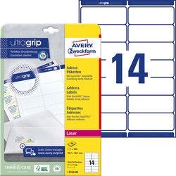 AVERY Zweckform Abziehhilfe QuickPEEL,ultragrip Adressetiketten L7163-40 Haftend DIN A4 Weiß 99,1 x 38,1 mm 40 Blatt à 14 Etiketten Produktbild