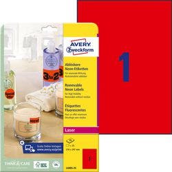 AVERY Zweckform L6005-25 Etiketten DIN A4 Neonrot 210 x 297 mm 25 Blatt à 1 Etikett Produktbild