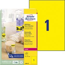 AVERY Zweckform L6006-25 Etiketten DIN A4 Neongelb 210 x 297 mm 25 Blatt à 1 Etiketten Produktbild