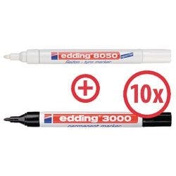 edding 3000 Permanentmarker Fein Rundspitze 1,5 - 3 mm Schwarz Nachfüllbar Wasserbeständig 11 Stück Produktbild