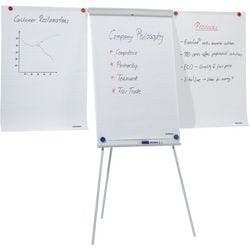 FRANKEN X-tra!Line Magnetisches Flipchart EL-FC22 Mit Seitenarmen Höhenverstellbar 68 x 105 cm Mit Dreibeinstativ und Stiftablage Hellgrau Produktbild