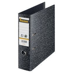 Bene No.1 Power Ordner DIN A4 80 mm Schwarz 2 Ringe 91300 Pappkarton Wolkenmarmor Hochformat Produktbild