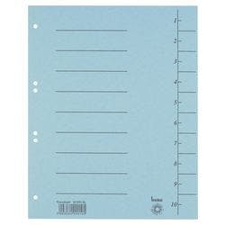 Bene 1 bis 10 Trennblätter DIN A4 Blau 10-teilig Pappkarton 6 Löcher 97300BL 100 Stück Produktbild