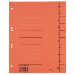 Bene Trend 1 bis 10 Trennblätter DIN A4 Orange 10-teilig Pappkarton 6 Löcher 100 Stück Produktbild