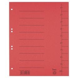 Bene 1 bis 10 Trennblätter DIN A4 Rot 10-teilig Pappkarton 6 Löcher 97300RT 100 Stück Produktbild