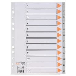 Bene Register DIN A4 12-teilig 11-fach Kunststoff 1 bis 12 Produktbild