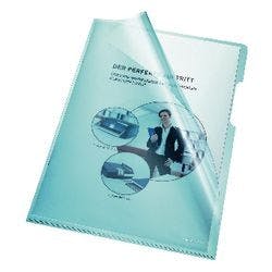 Bene Premium Sichthüllen 205000 DIN A4 Glasklar Blau PVC 150 Mikron 100 Stück Produktbild