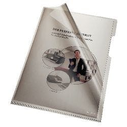 Bene Premium Sichthüllen 205000 DIN A4 Glasklar Grau PVC 150 Mikron 100 Stück Produktbild