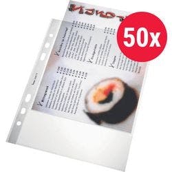 Bene ClearView Prospekthüllen DIN A5 Glasklar Transparent 100 Mikron PP (Polypropylen) Öffnung Oben 6 Löcher 206870CL 50 Stück Produktbild