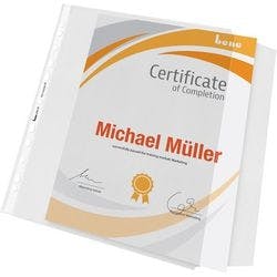 Bene ClearView Prospekthüllen DIN A4 Genarbt Transparent 130 Mikron PP (Polypropylen) Seitlich 11 Löcher 10 Stück Produktbild