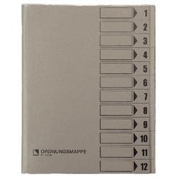 Bene Ordnungsmappe DIN A4 Grau Hartpappe (RC) 12-teilig 24,8 x 31,1 cm Produktbild