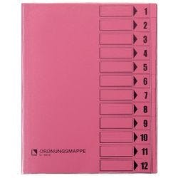 Bene Ordnungsmappe DIN A4 Rosa Hartpappe (RC) 12-teilig 24,4 x 31,2 cm Produktbild